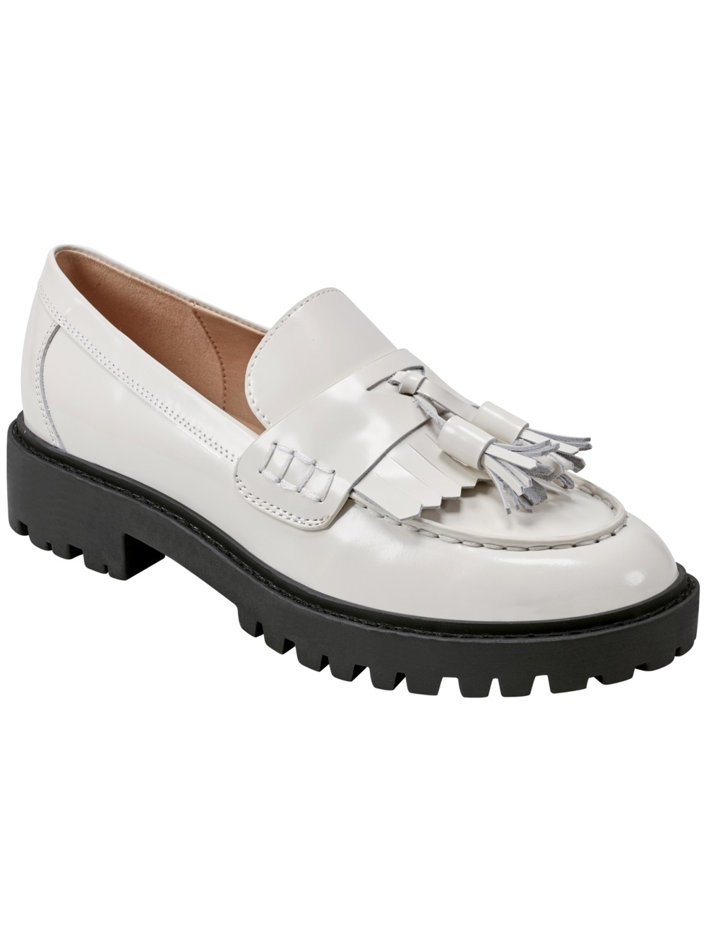 Marc Fisher White Tassel Kiltie Lug Sole Loafer
